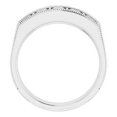 14K White 1 3/8 CTW Natural Diamond Milgrain Band