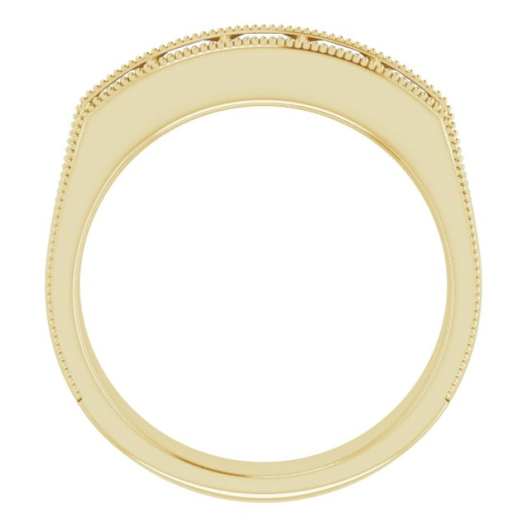14K Yellow 1 3/8 CTW Natural Diamond Milgrain Band