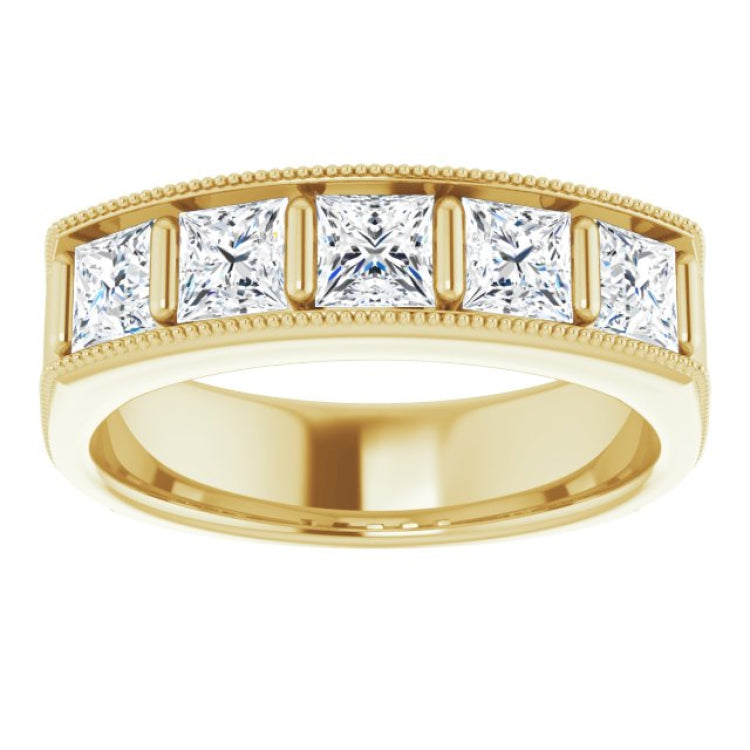 14K Yellow 1 9/10 CTW Natural Diamond Milgrain Band