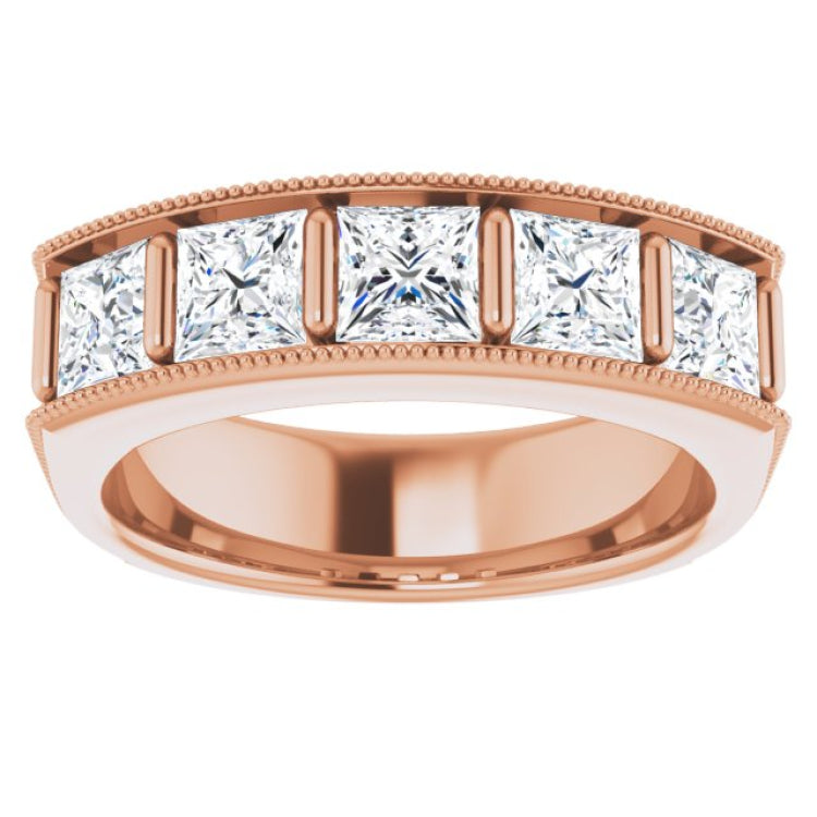 14K Rose 2 5/8 CTW Natural Diamond Milgrain Band