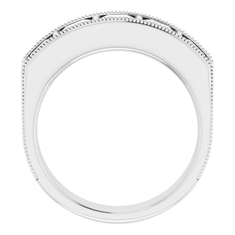 14K White 2 5/8 CTW Natural Diamond Milgrain Band