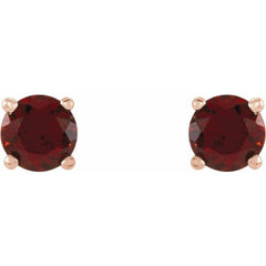14K Rose 4 mm Natural Mozambique Garnet Stud Earrings