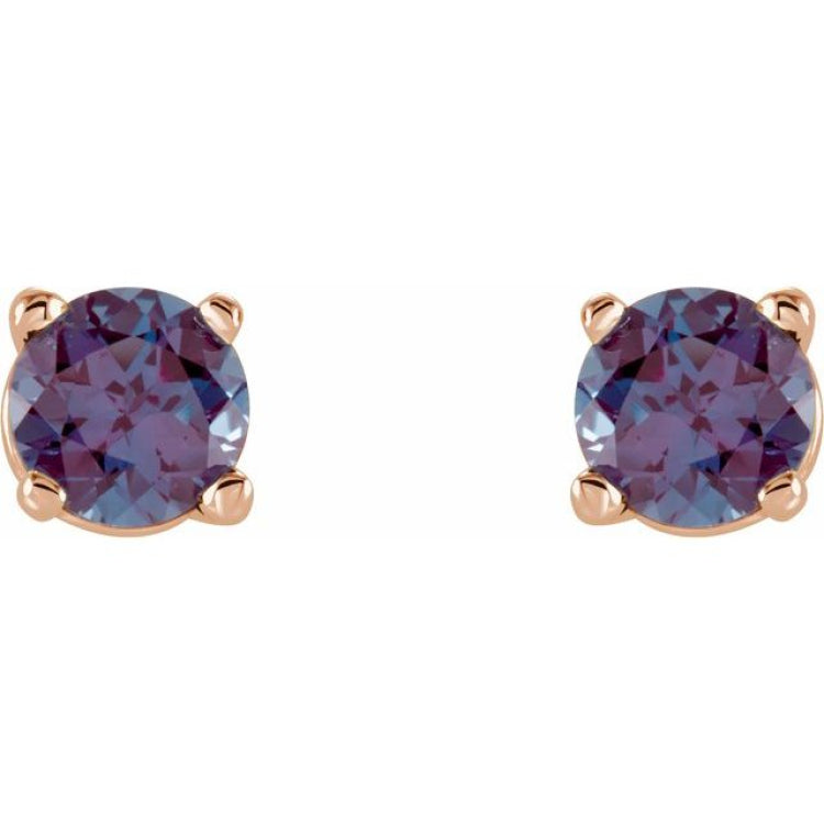 14K Rose 4 mm Lab-Grown Alexandrite Stud Earrings