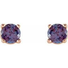 14K Rose 4 mm Lab-Grown Alexandrite Stud Earrings