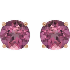 14K Rose 4 mm Natural Pink Tourmaline Stud Earrings