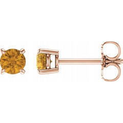 14K Rose 4 mm Natural Citrine Stud Earrings