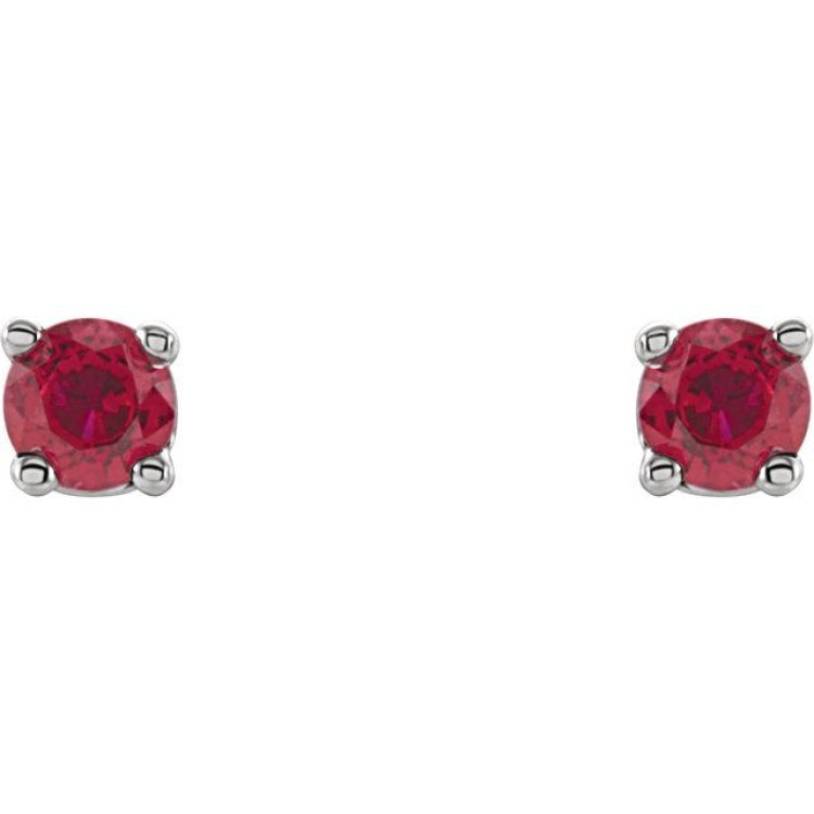 14K White 2.5 mm Lab-Grown Ruby Stud Earrings