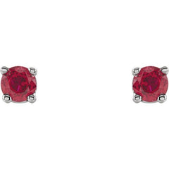14K White 2.5 mm Lab-Grown Ruby Stud Earrings