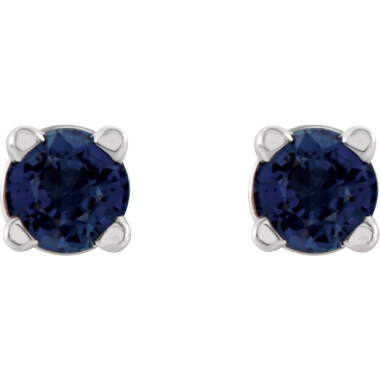 14K White Gold 2.5 mm Lab-Grown Blue Sapphire Earrings