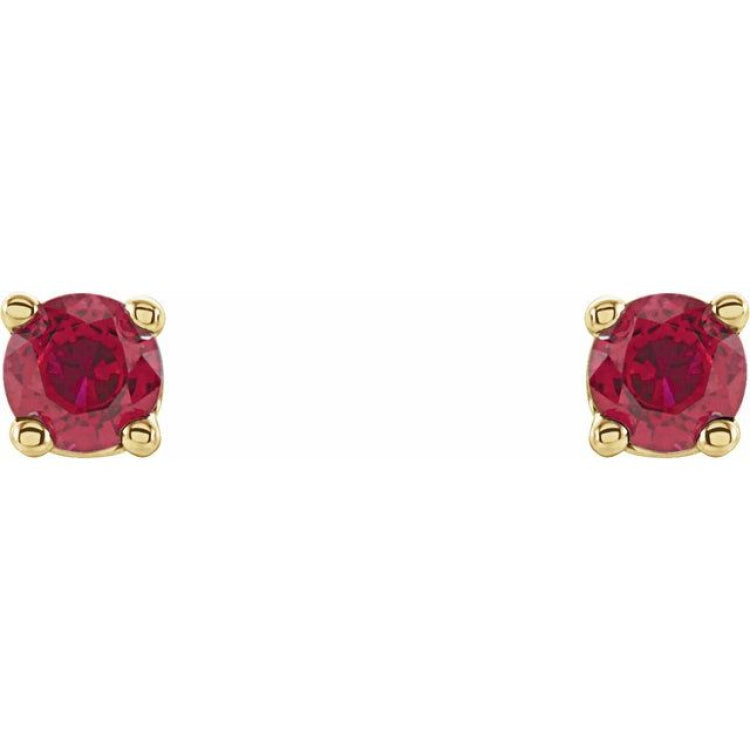 14K Yellow 2.5 mm Lab-Grown Ruby Stud Earrings