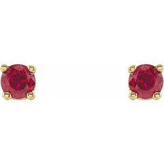 14K Yellow 2.5 mm Lab-Grown Ruby Stud Earrings