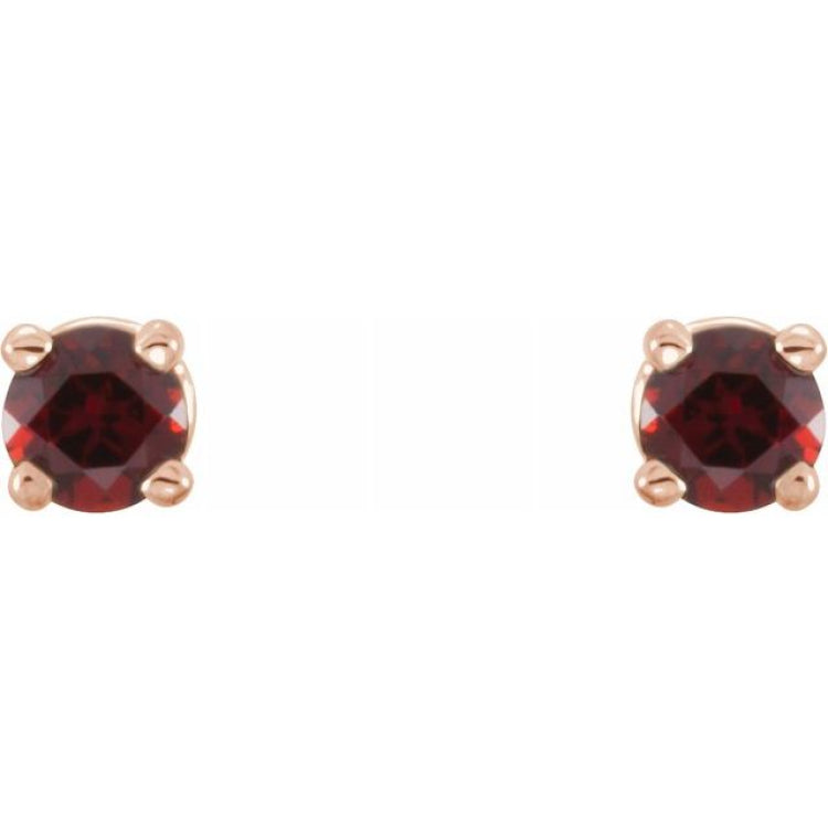 14K Rose 2.5 mm Natural Mozambique Garnet Stud Earrings