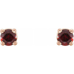 14K Rose 2.5 mm Natural Mozambique Garnet Stud Earrings