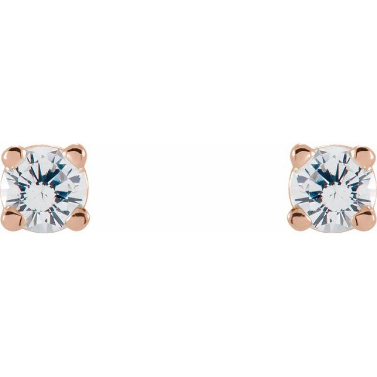 14K Rose 2.5 mm Natural White Sapphire Stud Earrings