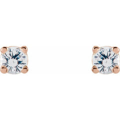 14K Rose 2.5 mm Natural White Sapphire Stud Earrings