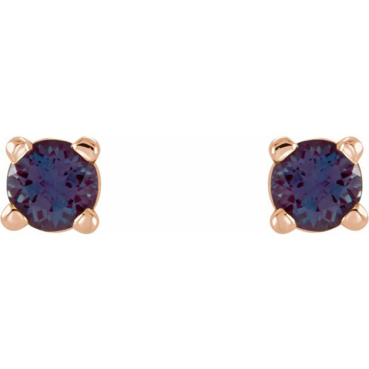 14K Rose 2.5 mm Lab-Grown Alexandrite Stud Earrings
