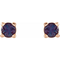 14K Rose 2.5 mm Lab-Grown Alexandrite Stud Earrings
