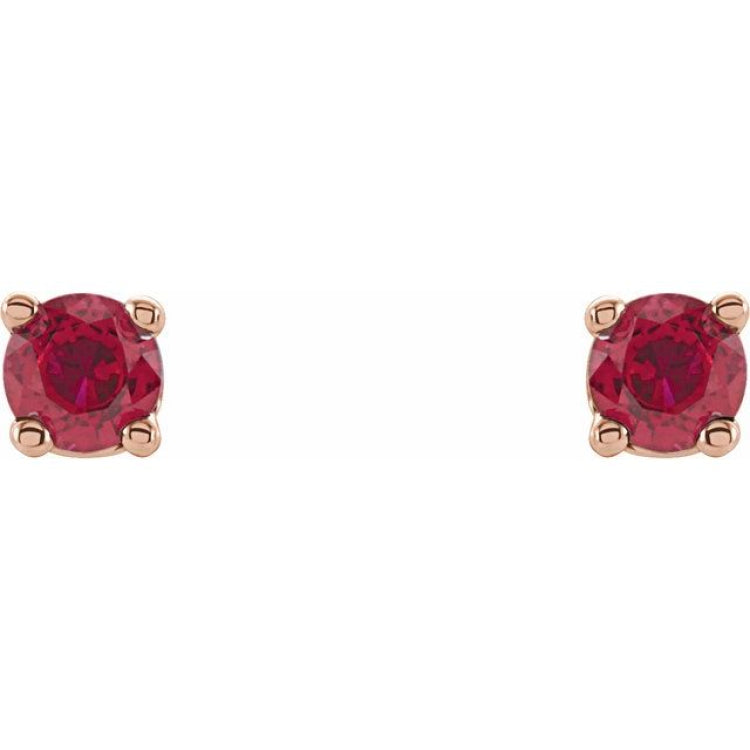 14K Rose 2.5 mm Lab-Grown Ruby Stud Earrings