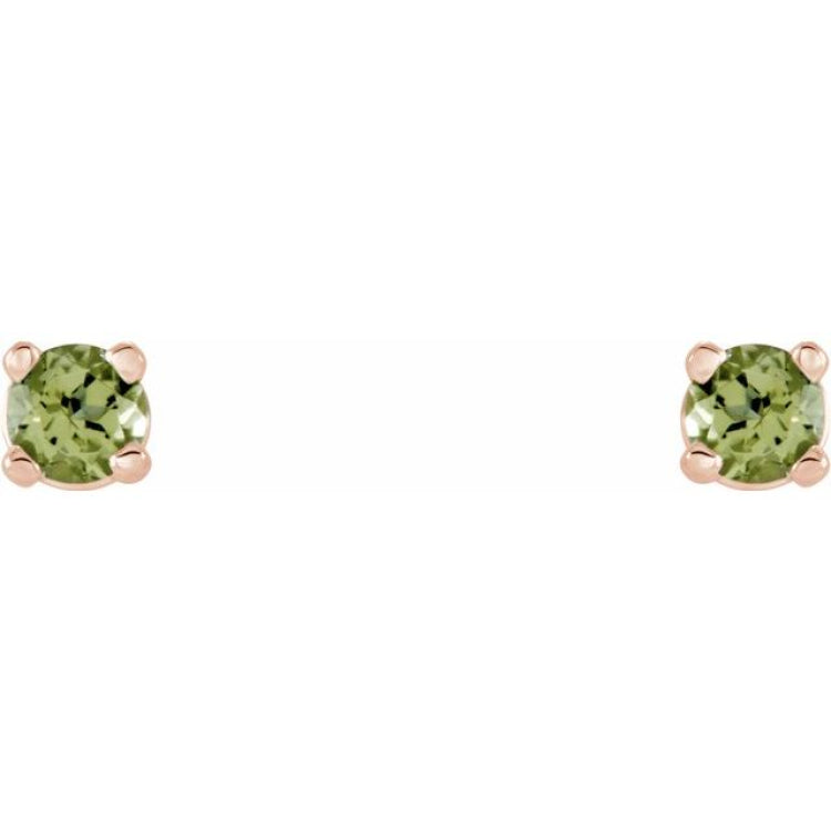 14K Rose 2.5 mm Natural Peridot Stud Earrings
