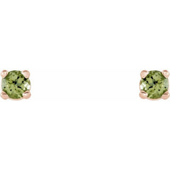 14K Rose 2.5 mm Natural Peridot Stud Earrings