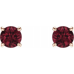 14K Rose 5 mm Natural Mozambique Garnet Stud Earrings