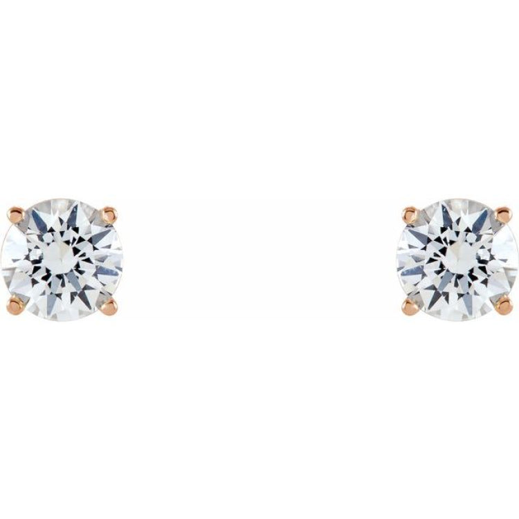 14K Rose 5 mm Natural White Sapphire Stud Earrings