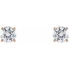 14K Rose 5 mm Natural White Sapphire Stud Earrings