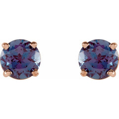 14K Rose 5 mm Lab-Grown Alexandrite Stud Earrings