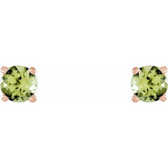 14K Rose 5 mm Natural Peridot Stud Earrings