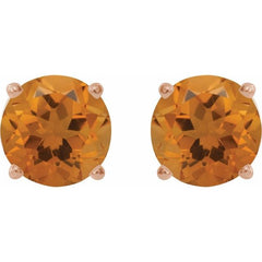 14K Rose 5 mm Natural Citrine Stud Earrings