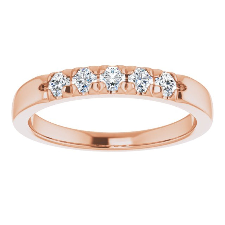 14K Rose 1/3 CTW Natural Diamond French-Set Anniversary Band