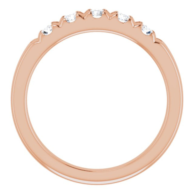 14K Rose 1/2 CTW Natural Diamond French-Set Anniversary Band