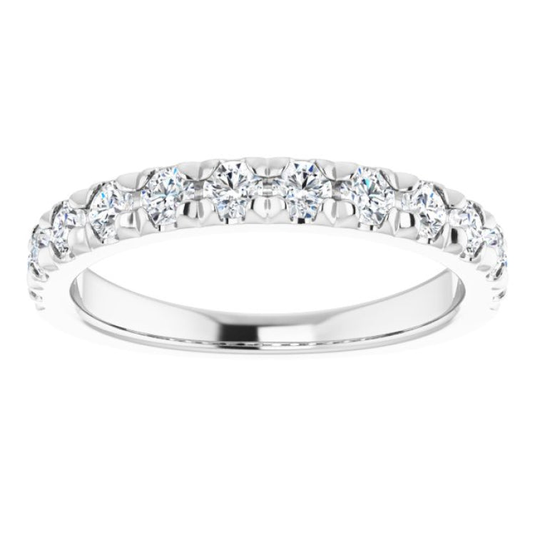 14K White 3/4 CTW Natural Diamond French-Set Anniversary Band