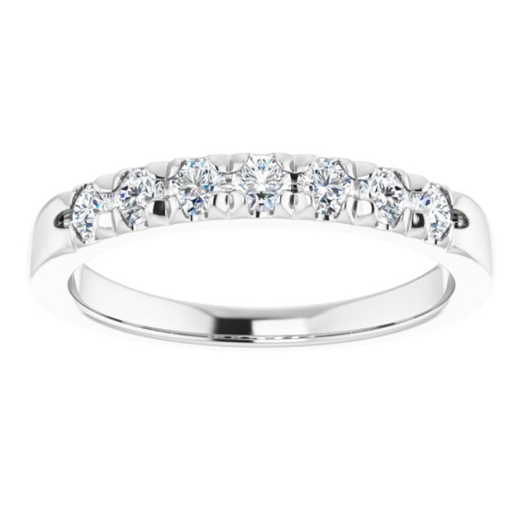 14K White 3/8 CTW Natural Diamond French-Set Anniversary Band