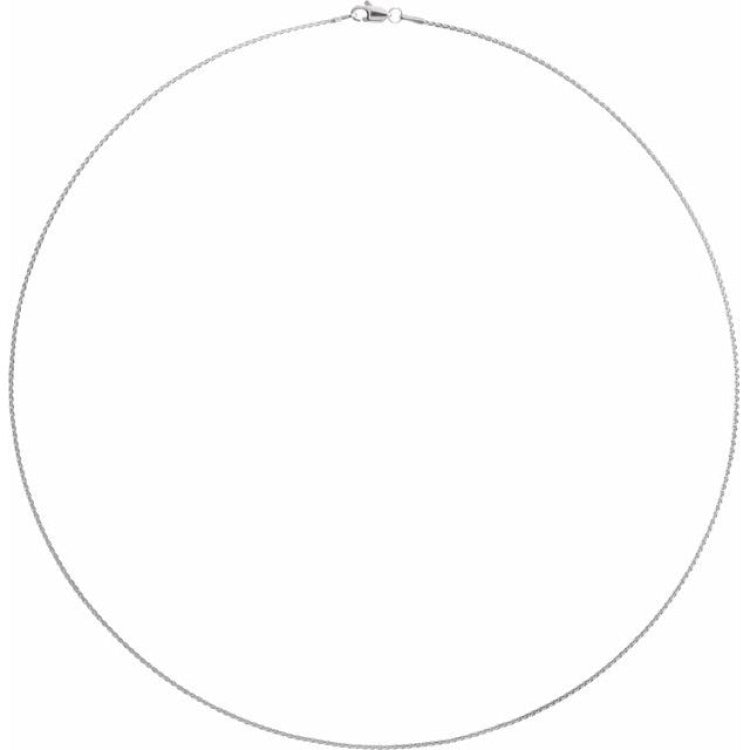 14K White 1 mm Wheat 18" Chain