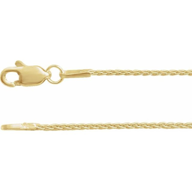 14K Yellow 1 mm Wheat 20" Chain