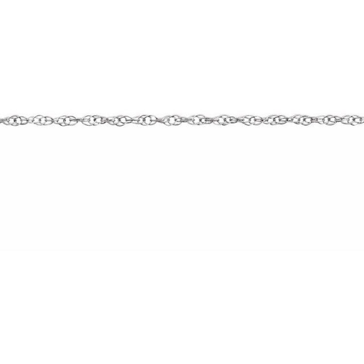 14K White .75 mm Rope Chain by the Inch