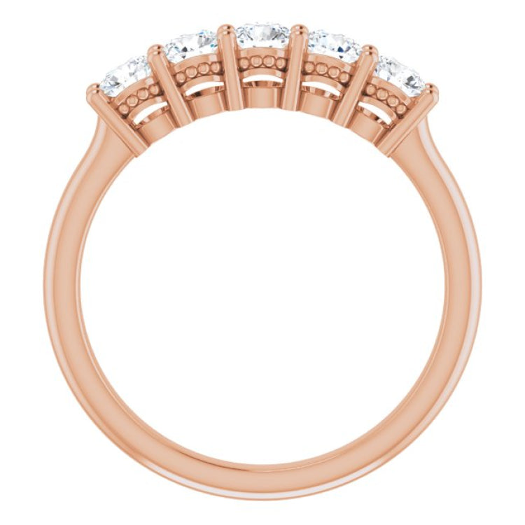 14K Rose 5/8 CTW Natural Diamond Anniversary Band