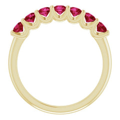 14K Yellow Natural Ruby Anniversary Band