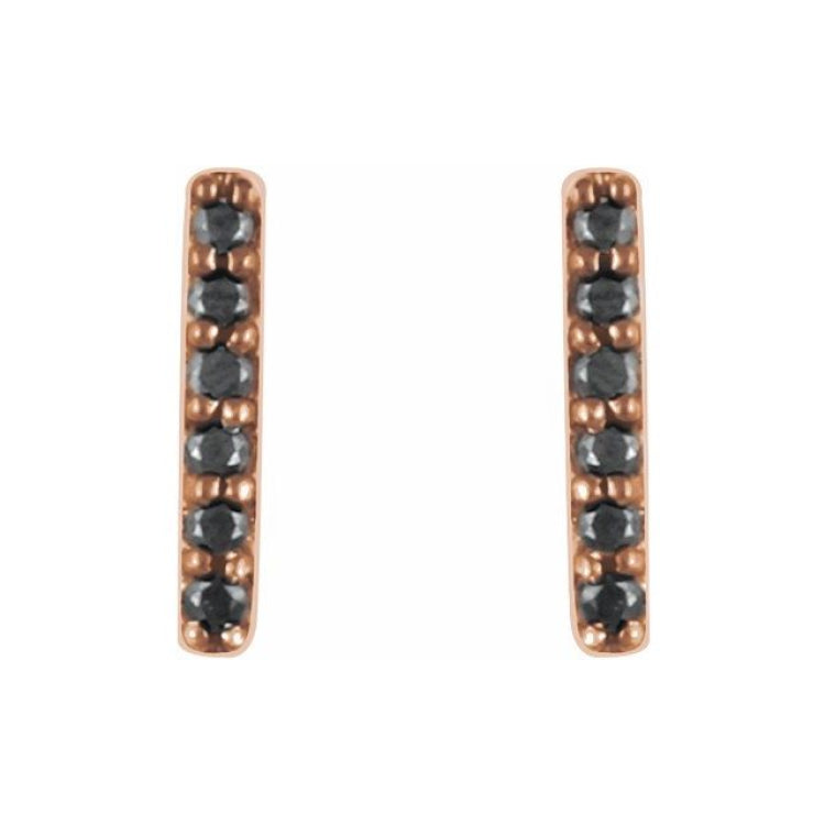 14K Rose 1/10 CTW Natural Black Diamond Bar Earrings