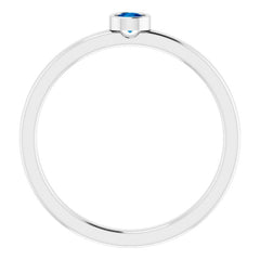 14K White 3 mm Lab-Grown Blue Sapphire Ring