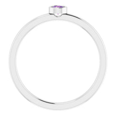 14K White 3 mm Natural Amethyst Ring