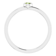 14K White 3 mm Natural Peridot Ring