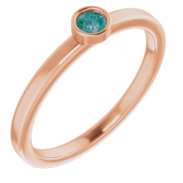 14K Rose 3 mm Lab-Grown Alexandrite Ring