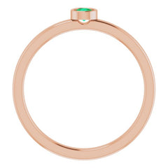 14K Rose 3 mm Natural Emerald Ring