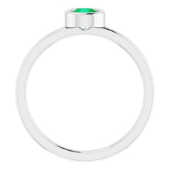 14K White 4.5 mm Lab-Grown Emerald Ring