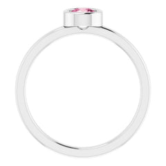 14K White 4.5 mm Natural Pink Tourmaline Ring