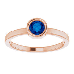 14K Rose 4.5 mm Natural Blue Sapphire Ring
