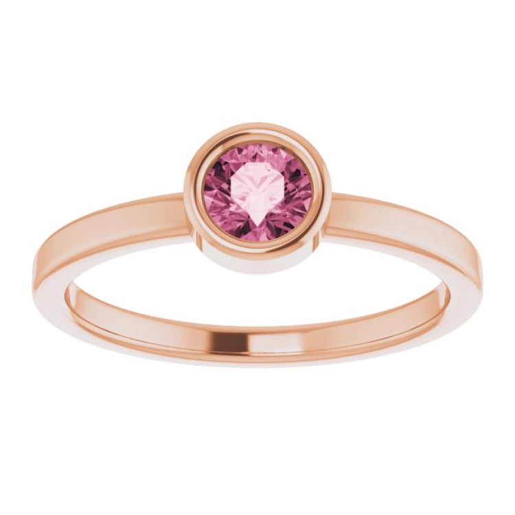 14K Rose 4.5 mm Natural Pink Tourmaline Ring