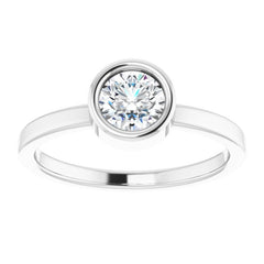 14K White 5.5 mm Natural White Sapphire Ring